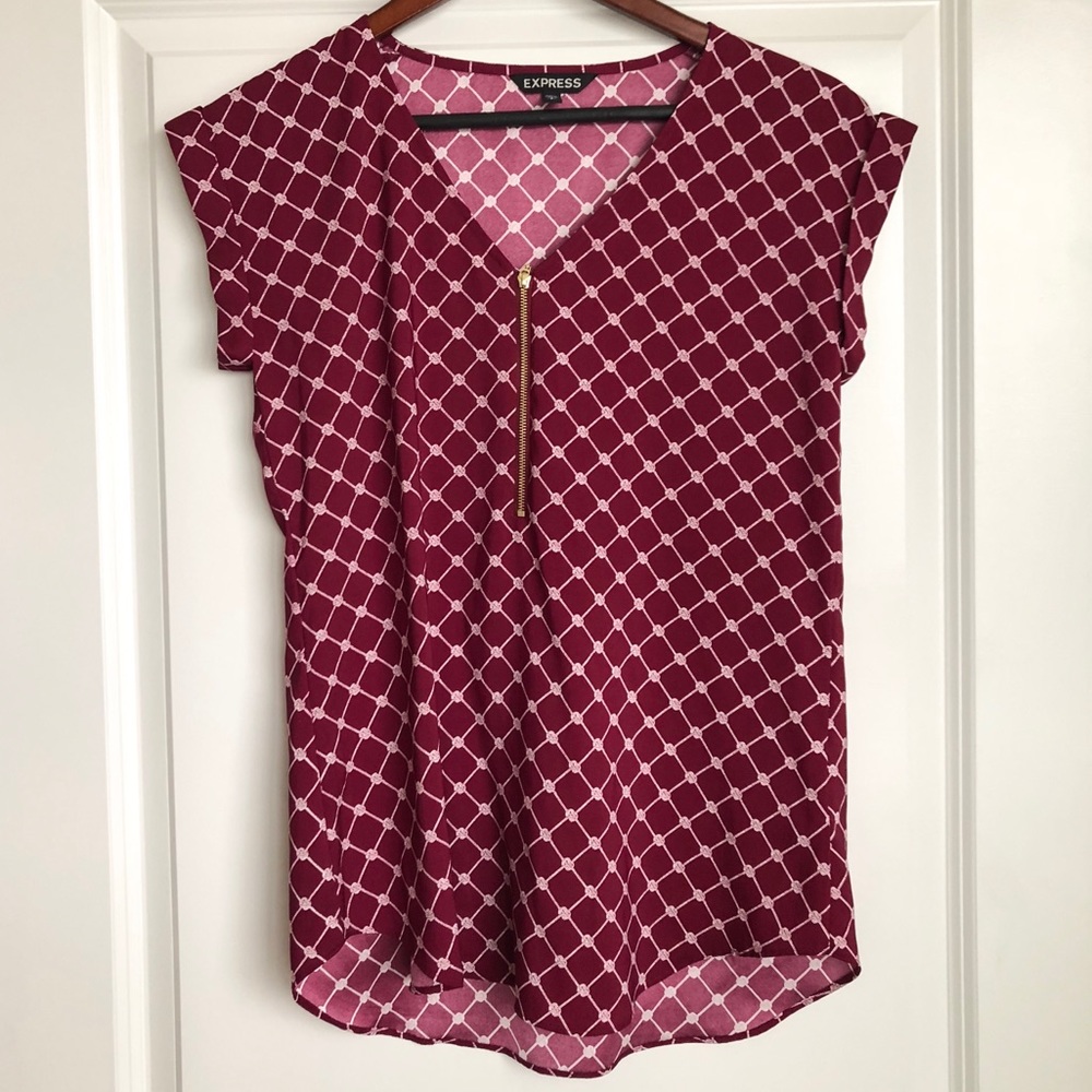 Express Silk Zip Front Blouse